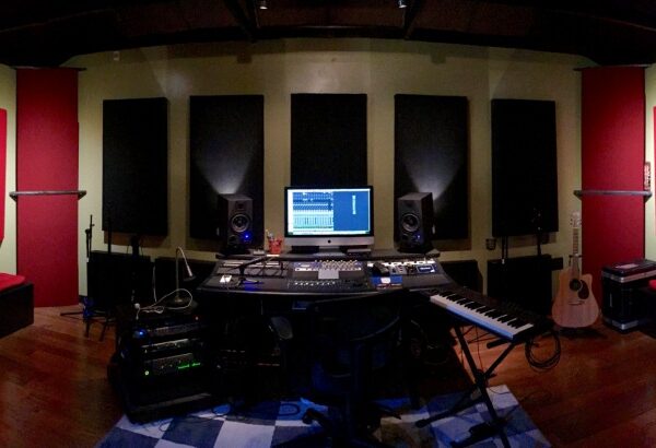GIK Acoustics Bonzi Recording studio with PolyFusors sound diffusers in the studio