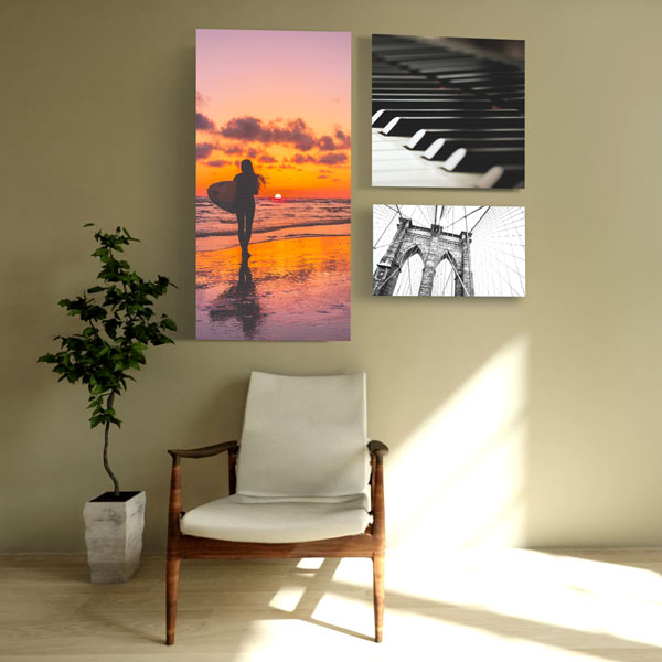 Acoustic art panels multiple sizes in residential or office setting